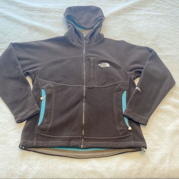 The North Face Brown Hooded Fleece Windwall Jacket Size Small - Picture 1 of 14
